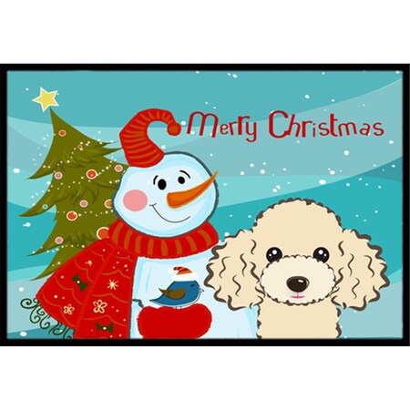 Carolines Treasures Snowman With Buff Poodle Indoor and Outdoor Mat- 18 x 27 in. BB1878MAT